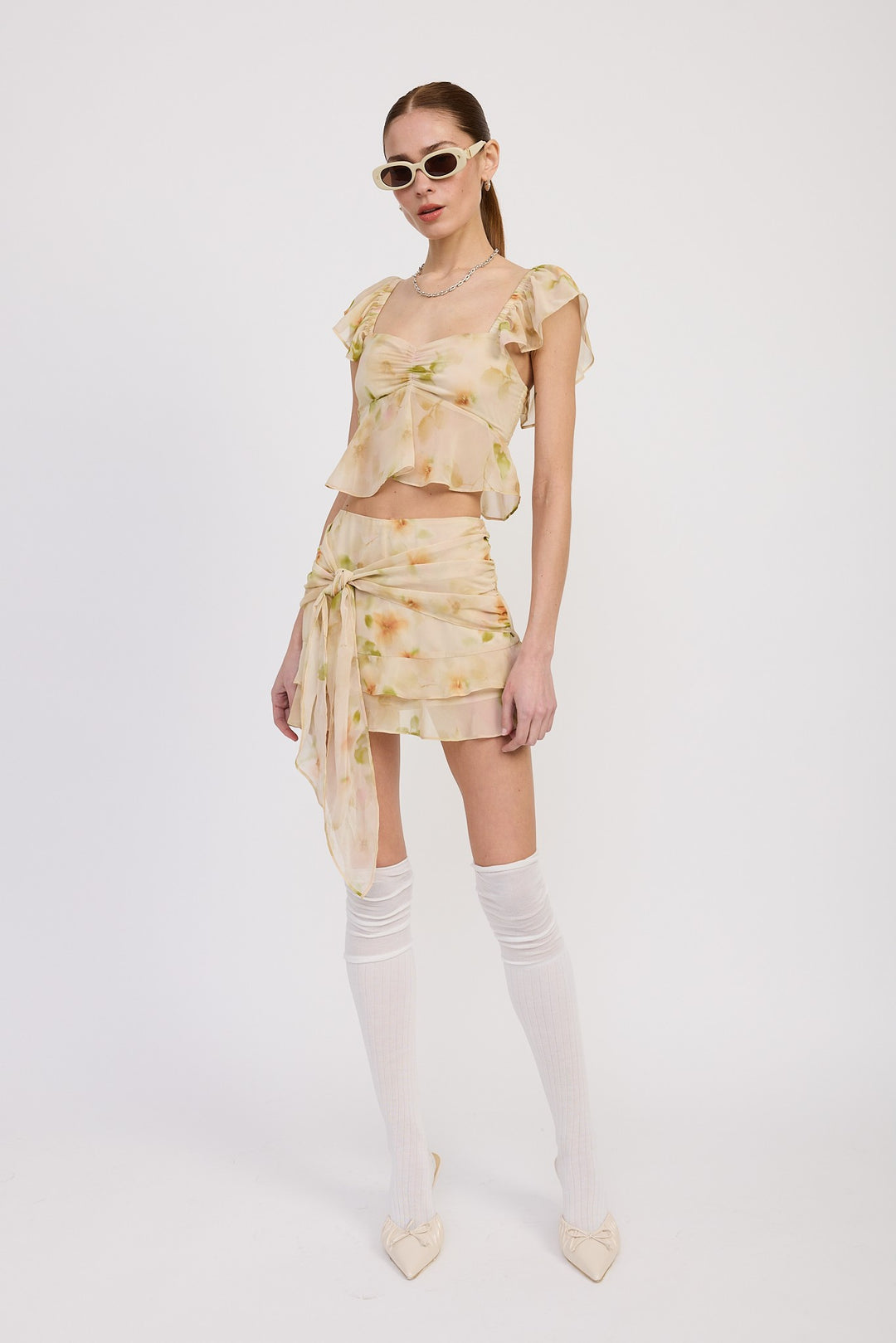 Squared Neck Top With Cap Sleeves