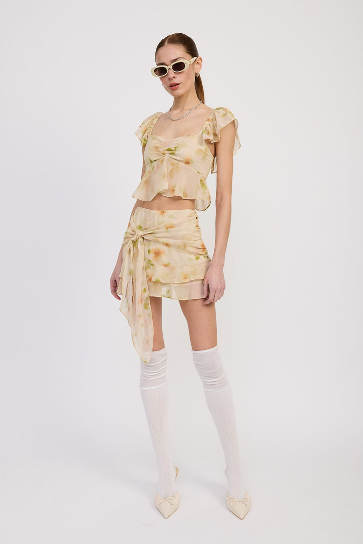 Squared Neck Top With Cap Sleeves