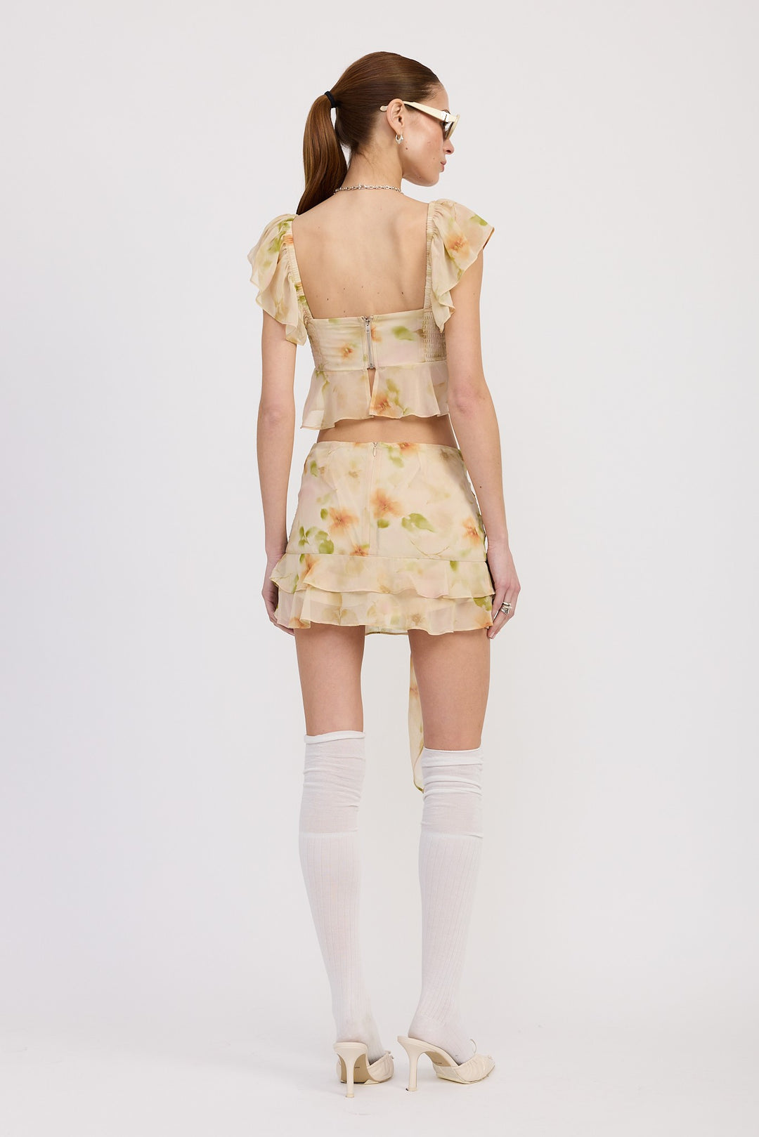 Tie Front Ruffled Skort