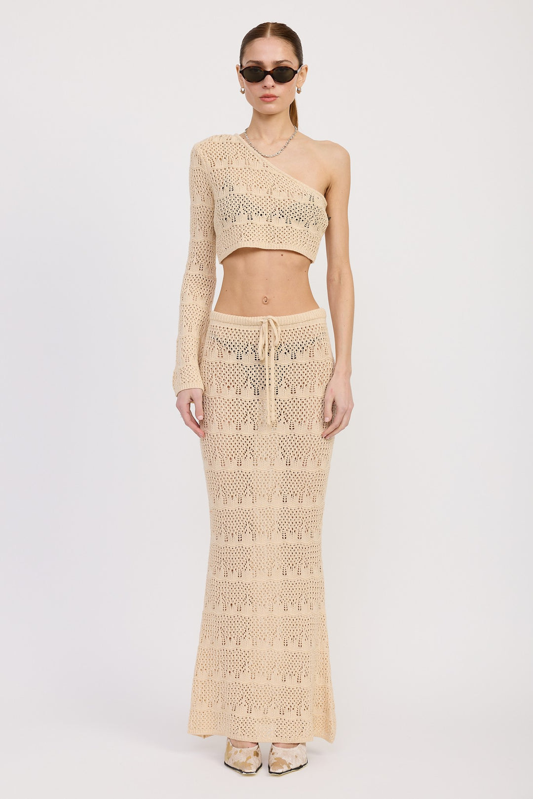 One Shoulder Crochet Crop Top