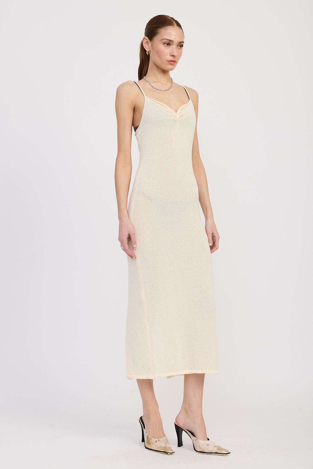 Tan Spaghetti Strap Midi Dress
