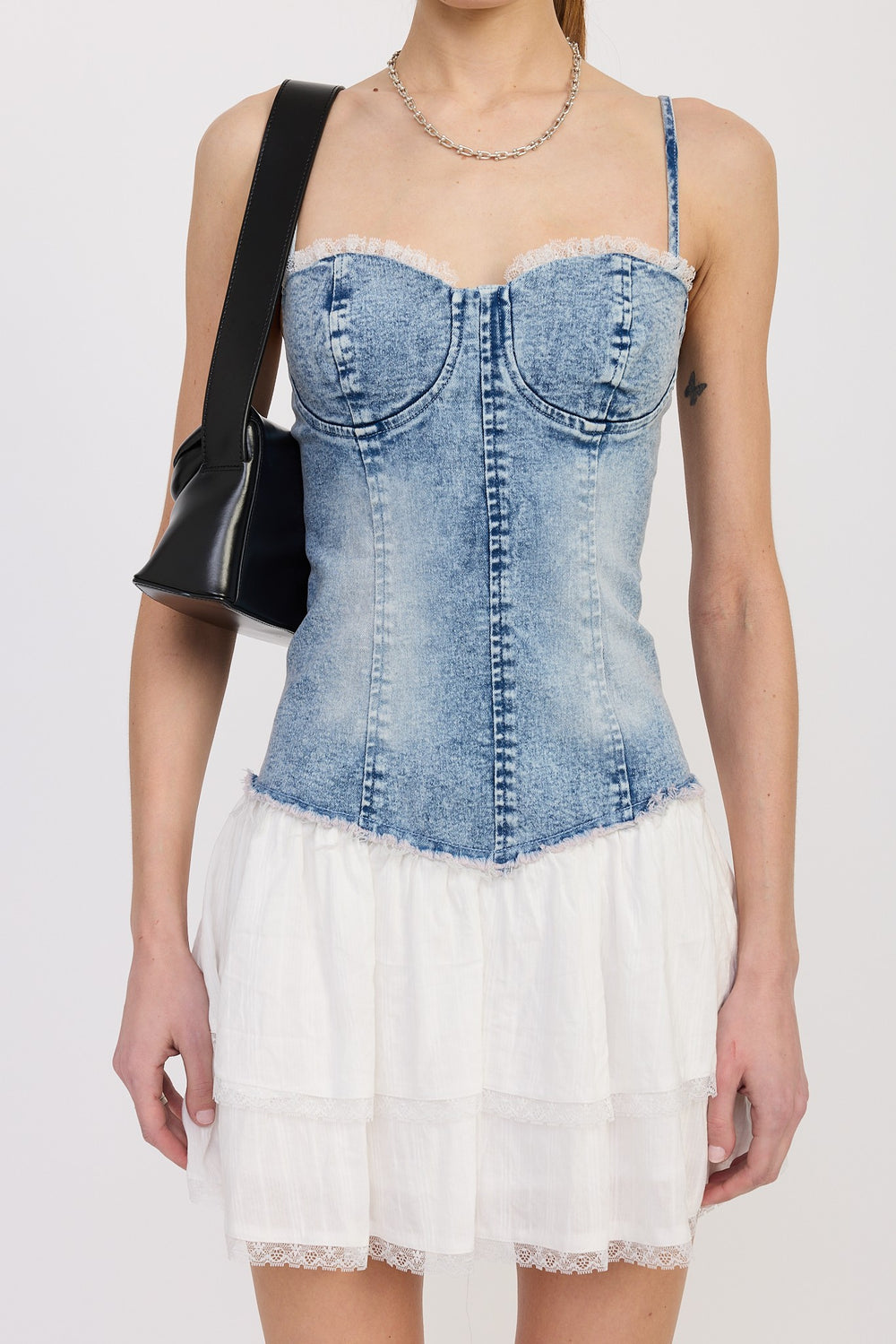 Lt Denim Mini Corset Denim Dress
