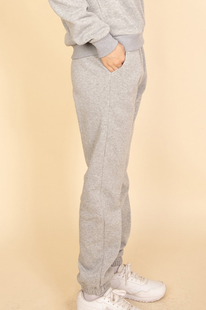 Heather Grey Side Pocket Drawstring Waist Sweatpants