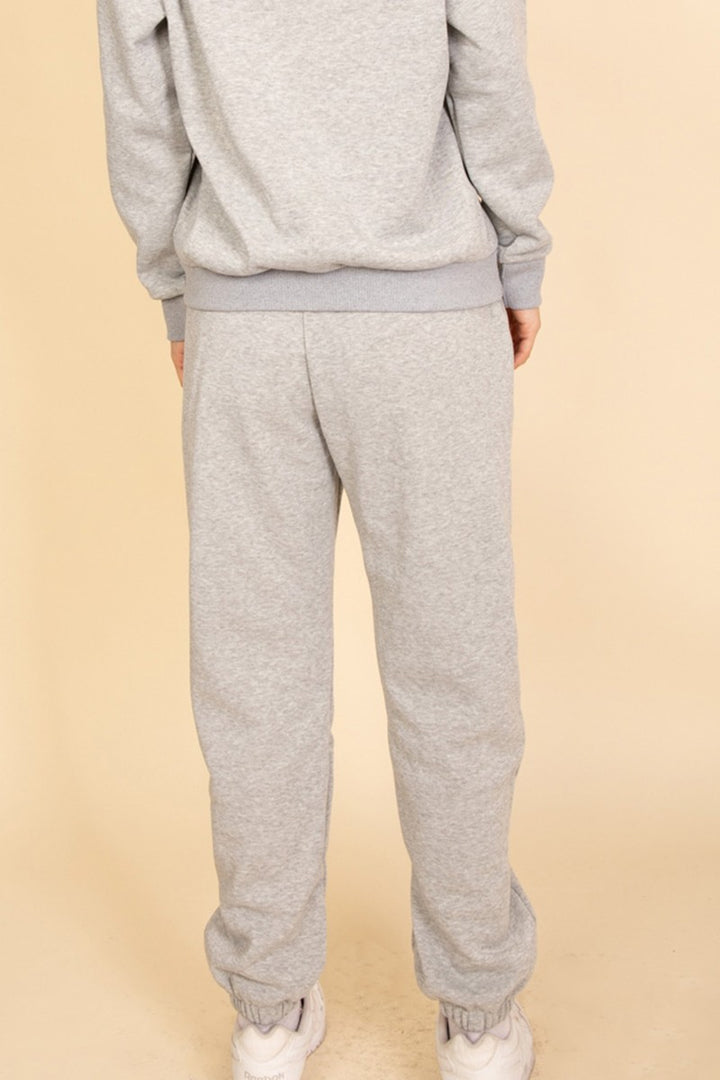 Heather Grey Side Pocket Drawstring Waist Sweatpants
