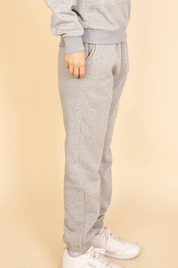 Heather Grey Side Pocket Drawstring Waist Sweatpants