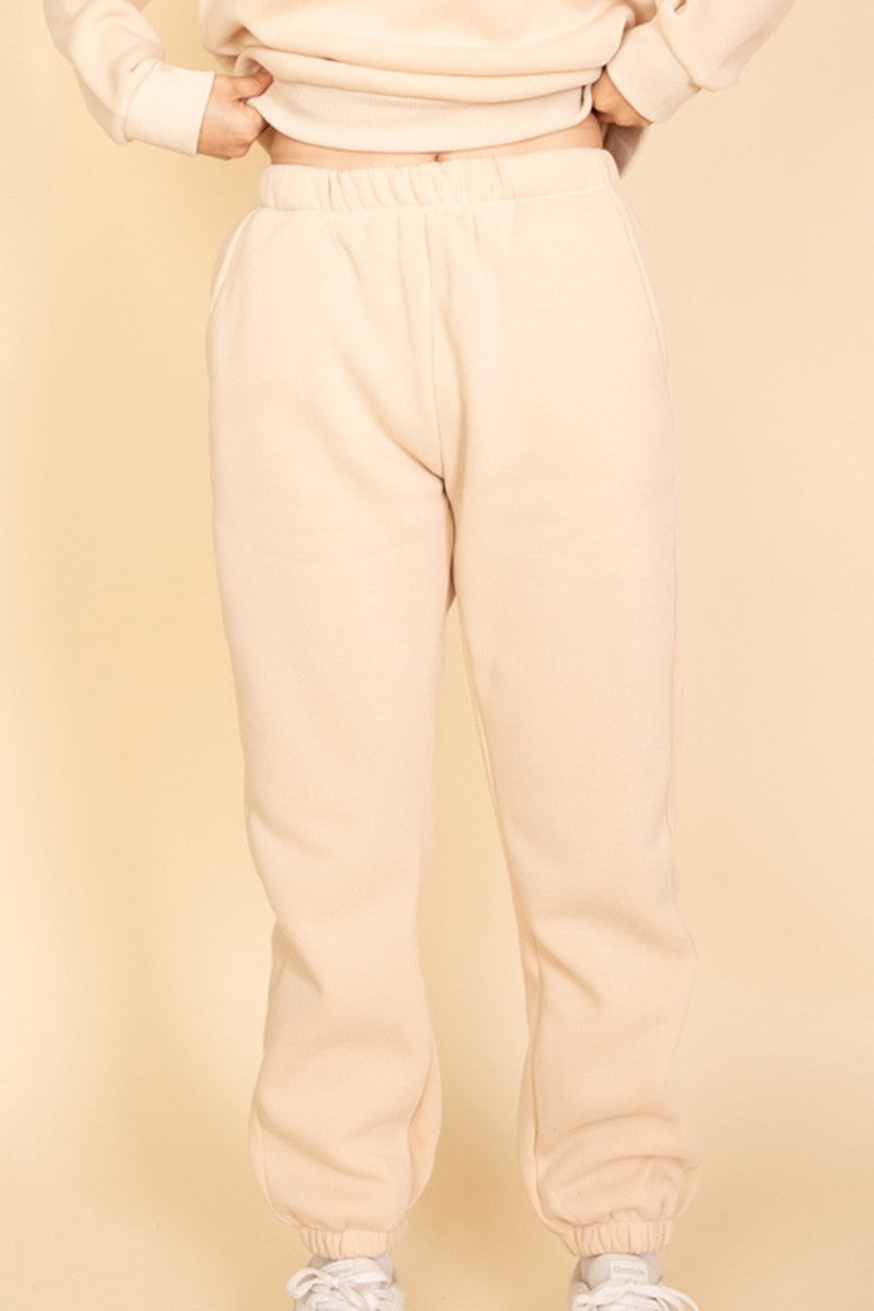 Taupe Side Pocket Drawstring Waist Sweatpants