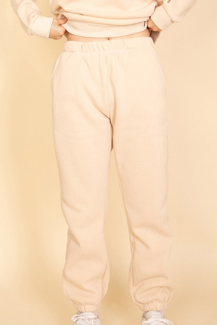 Taupe Side Pocket Drawstring Waist Sweatpants