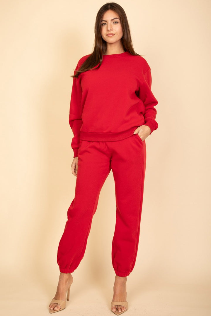 Red Side Pocket Drawstring Waist Sweatpants