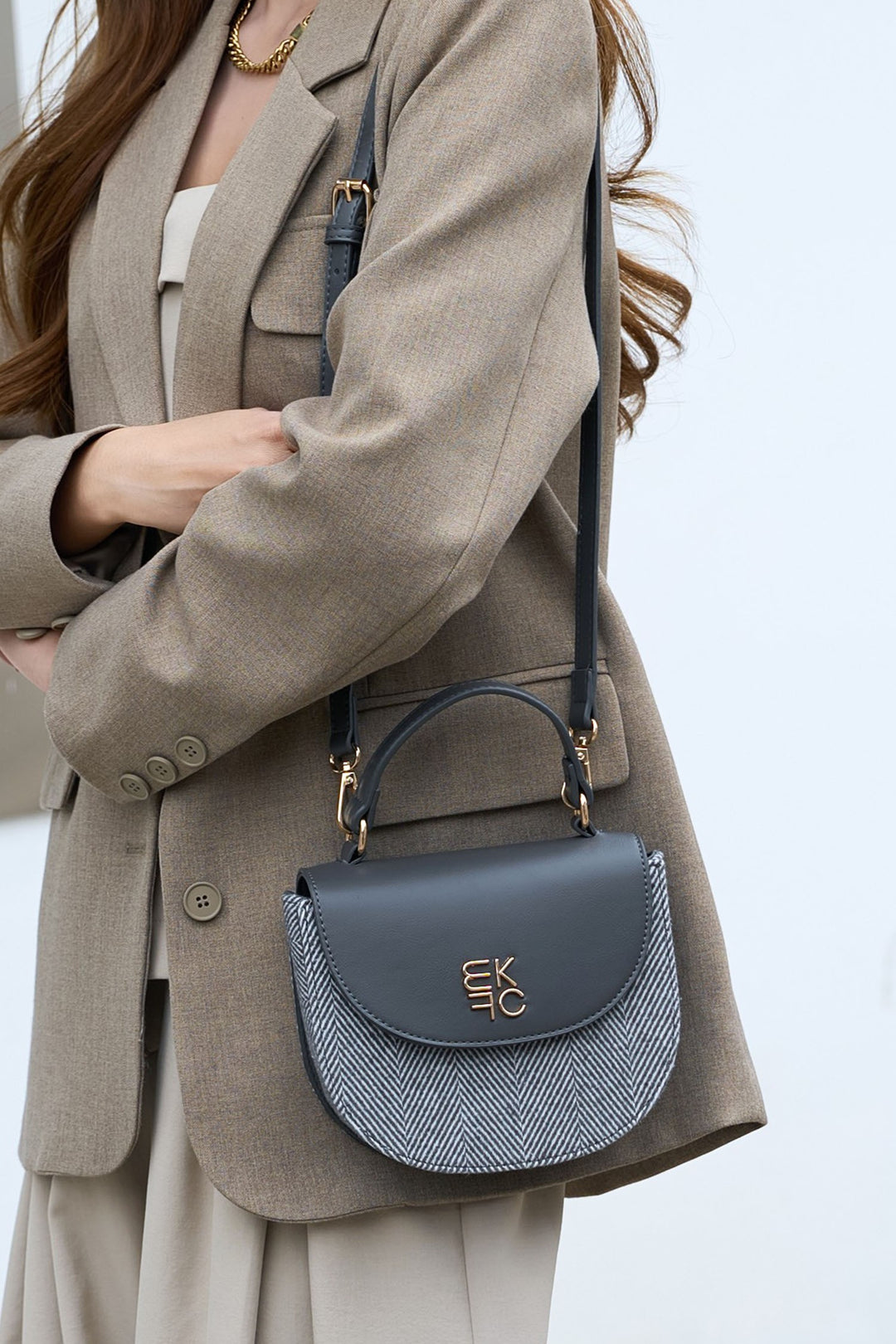 Black - Black Mkf Heloise Herringbone Crossbody By Mia K