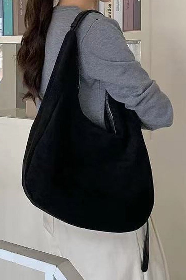 Faux Suede Oversize Shoulder Bag