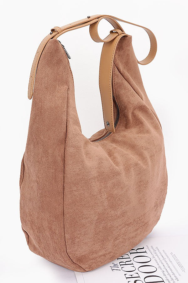 Faux Suede Oversize Shoulder Bag