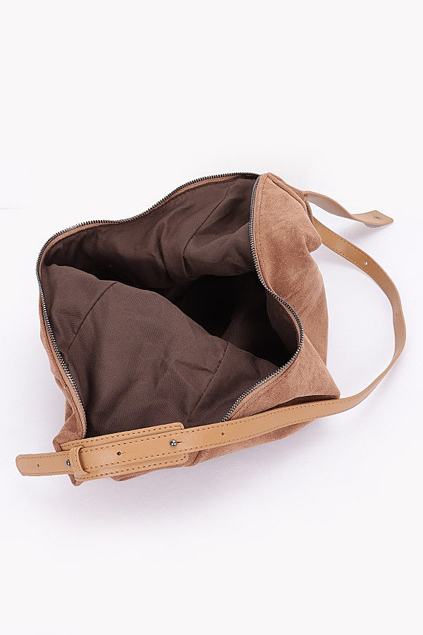 Faux Suede Oversize Shoulder Bag