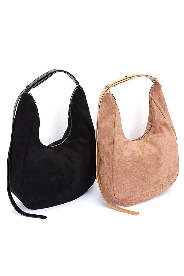 Black Faux Suede Oversize Shoulder Bag