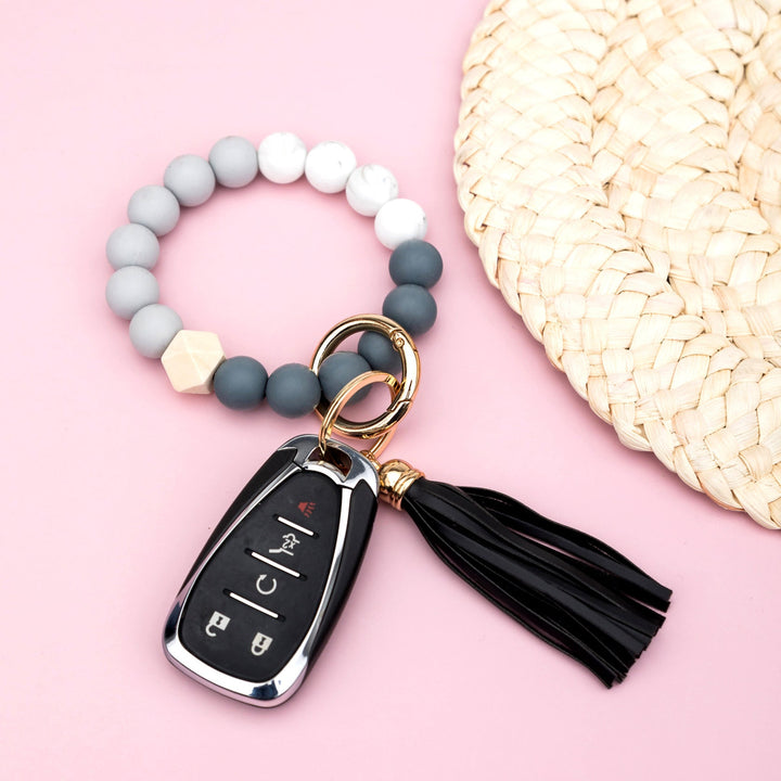 Silicone Color Block Key Ring Bracelet 1
