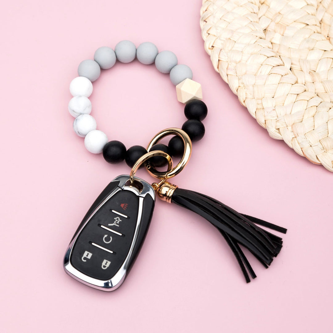 Silicone Color Block Key Ring Bracelet 1