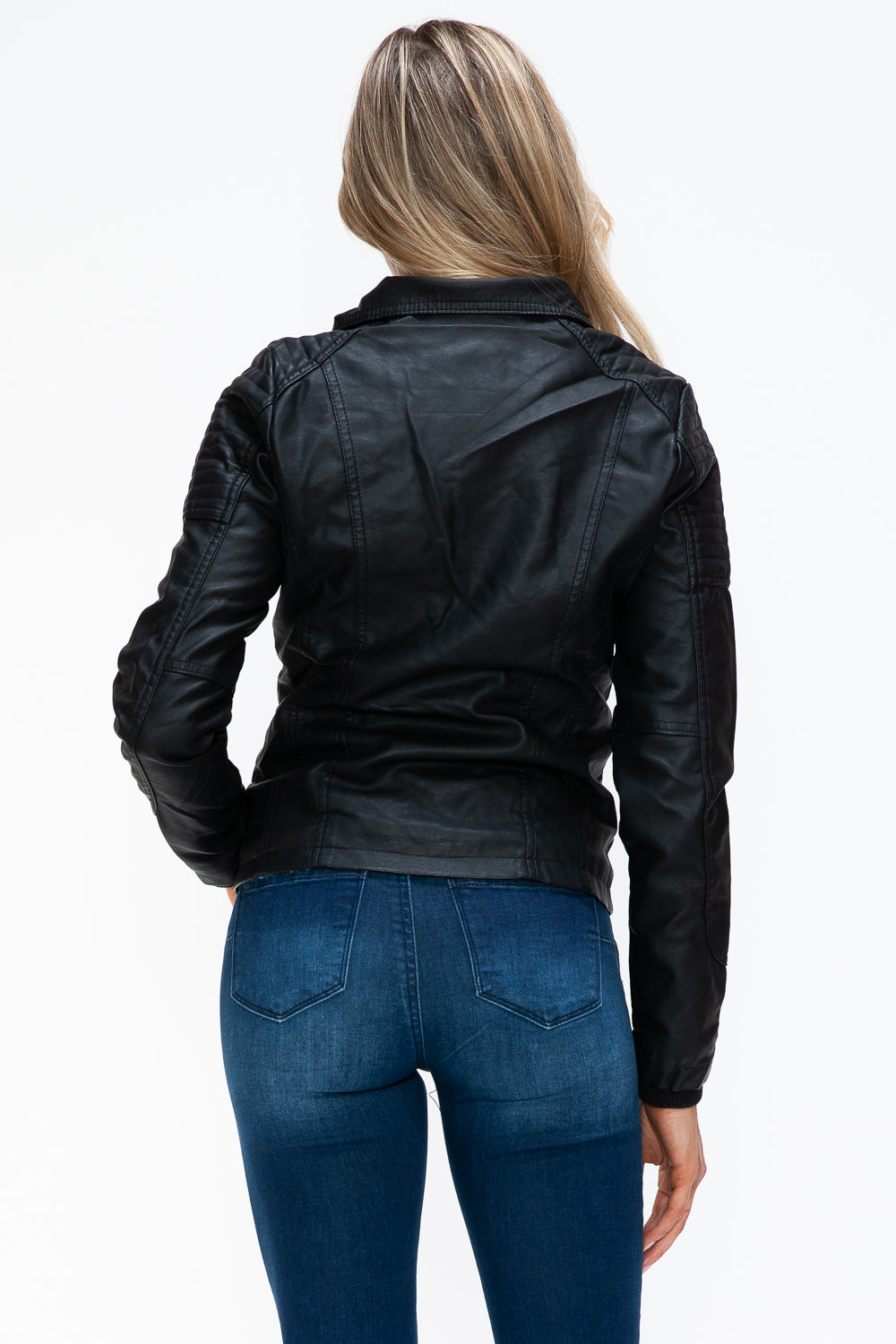 Ymi Removable Faux Layered Multi Pocket Jacket With Fuzzy Hood