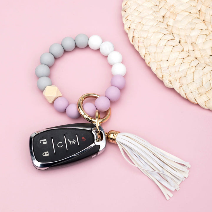 Silicone Color Block Key Ring Bracelet 1