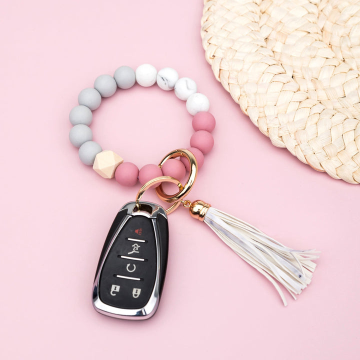 Silicone Color Block Key Ring Bracelet 1