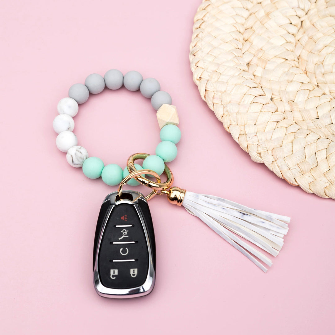 Silicone Color Block Key Ring Bracelet 1