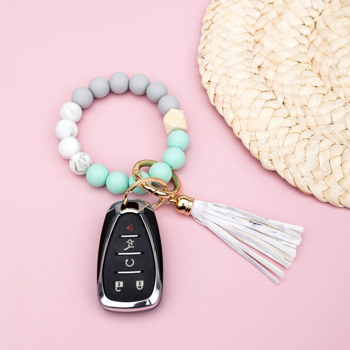 Silicone Color Block Key Ring Bracelet 1