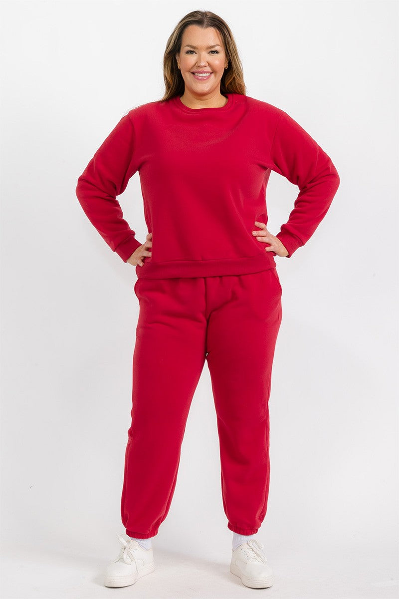 Heather Grey Plus Size Poly Fleece Elastic Waist Joggers