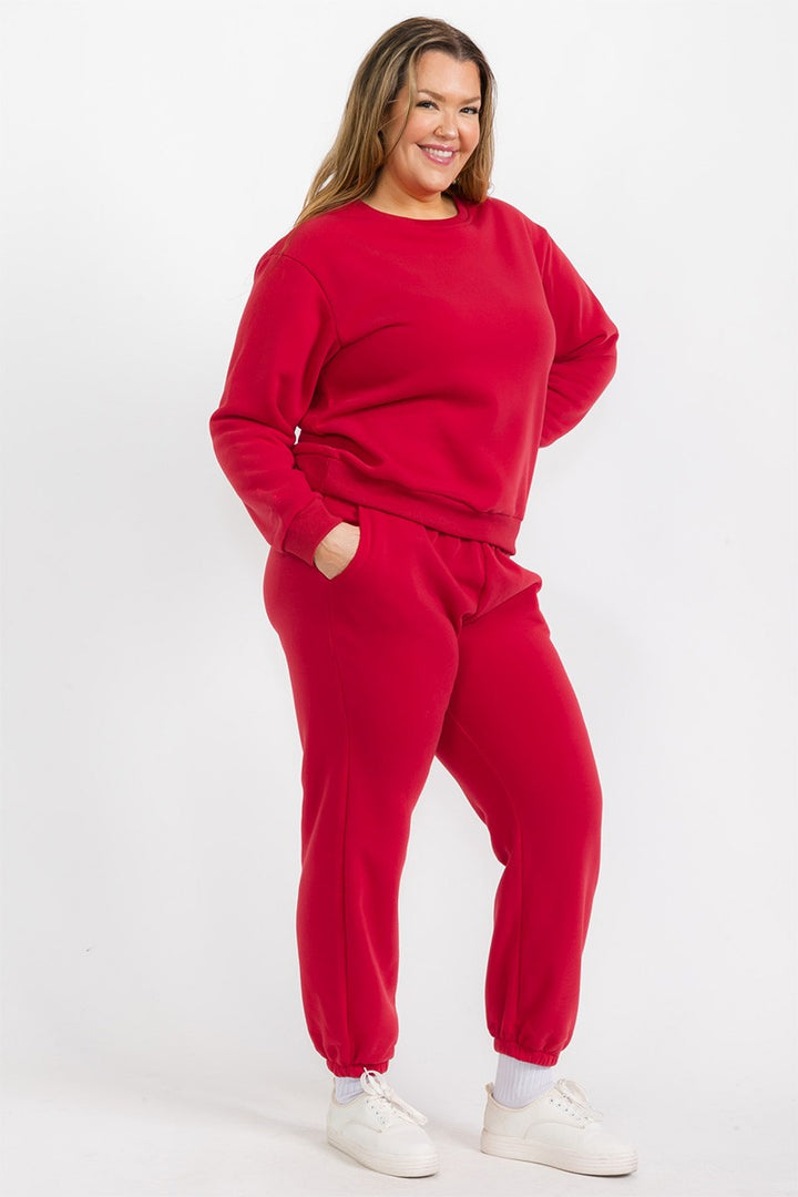 Heather Grey Plus Size Poly Fleece Elastic Waist Joggers