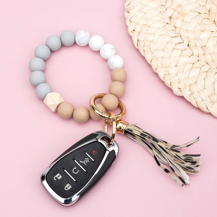 Silicone Color Block Key Ring Bracelet 1