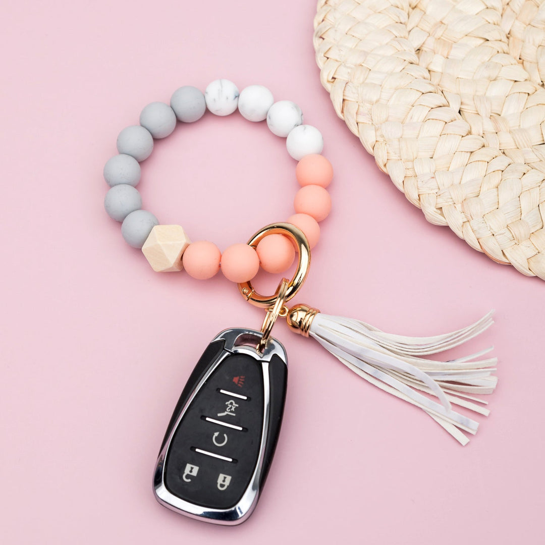 Silicone Color Block Key Ring Bracelet 1