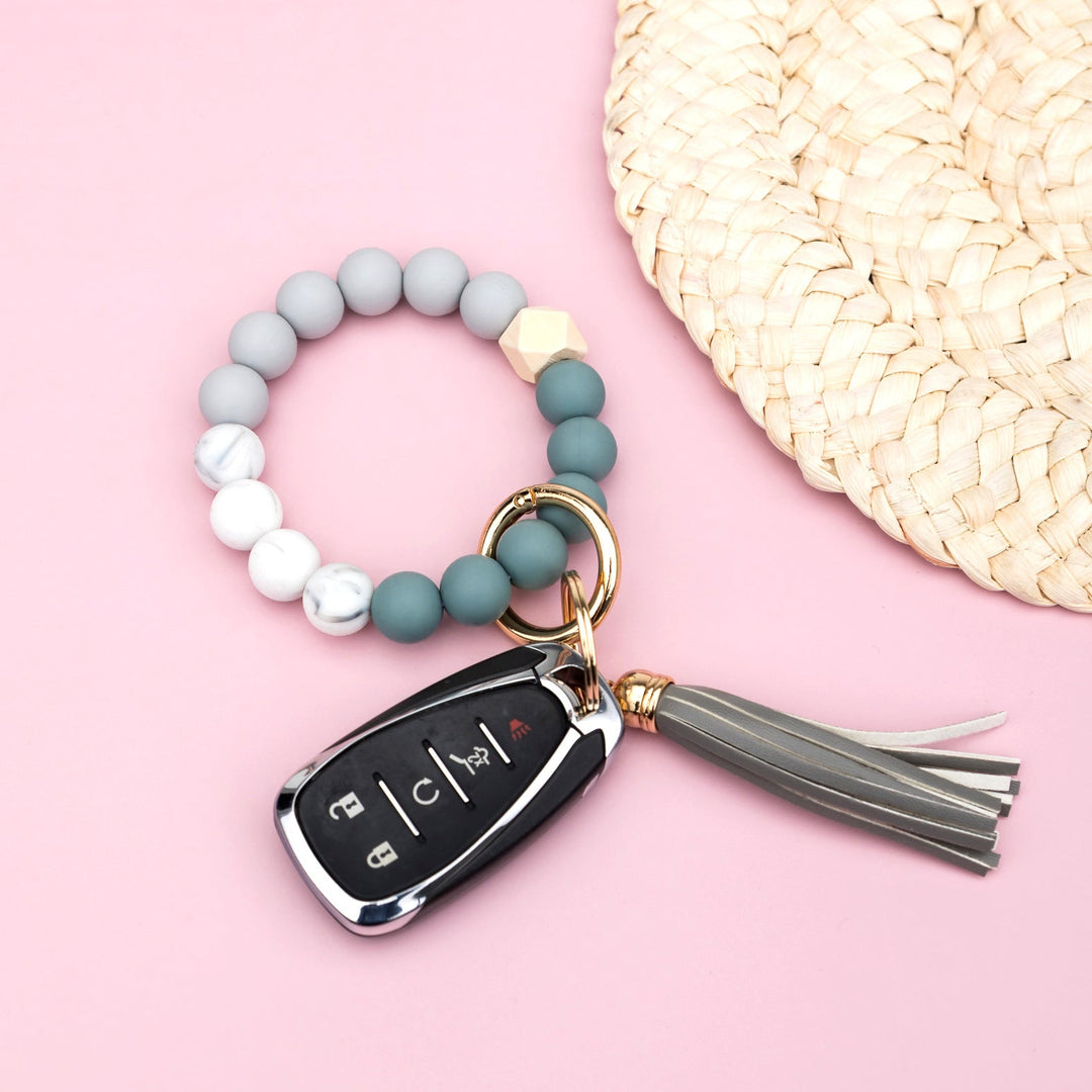 Silicone Color Block Key Ring Bracelet 1