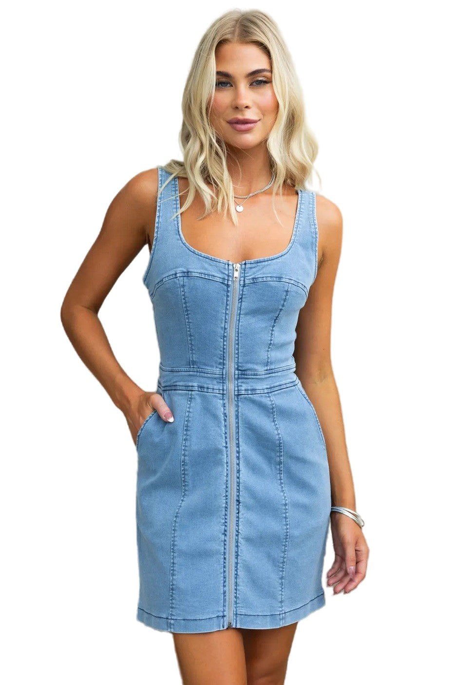 Blue Women Fashion Denim Dress 4