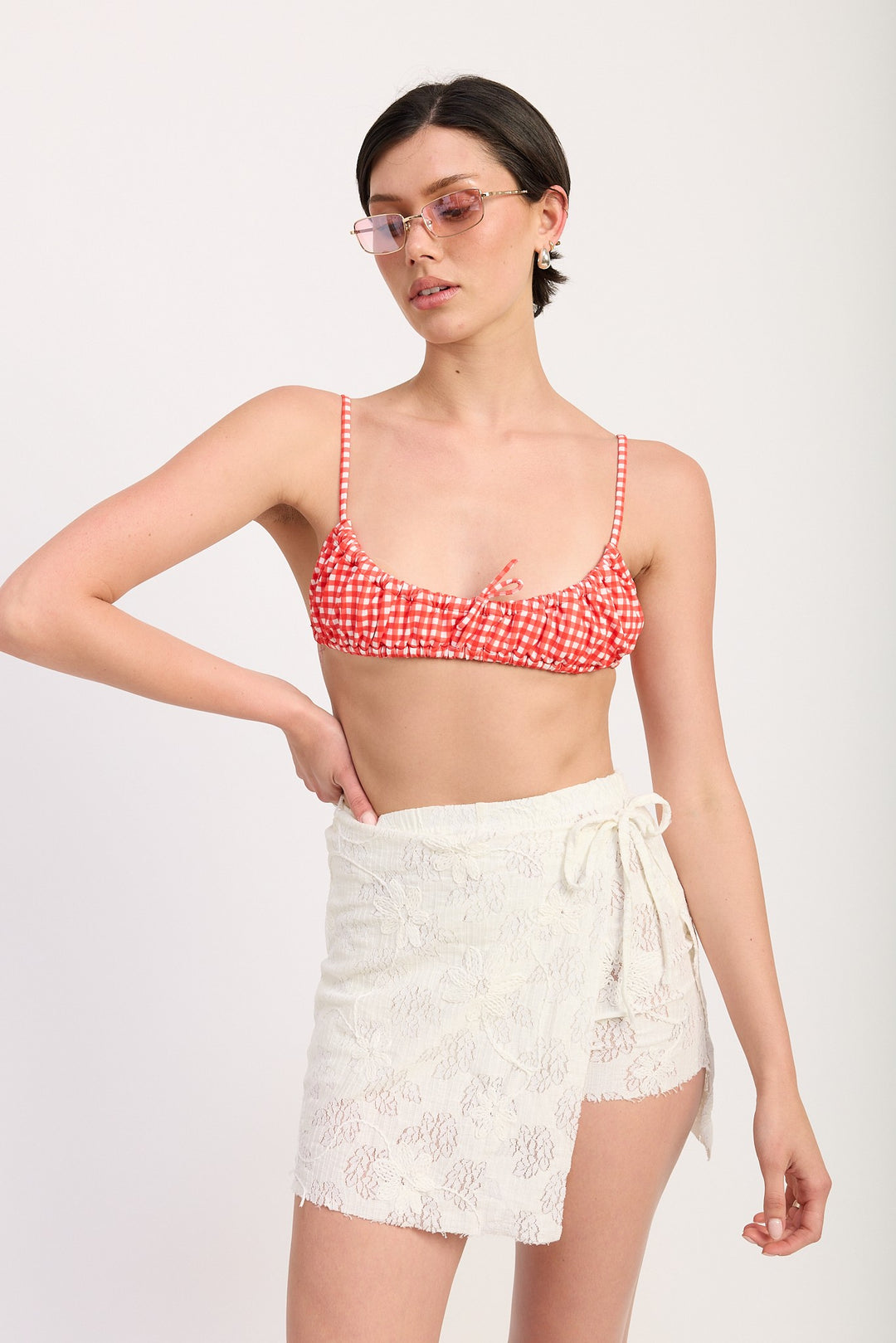 Ivory Lace Wrap Skirt With Drawstring