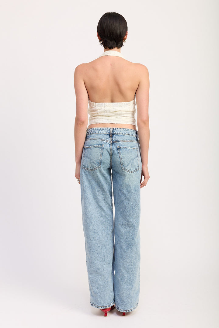 Cropped Halter Top With Lace Detail