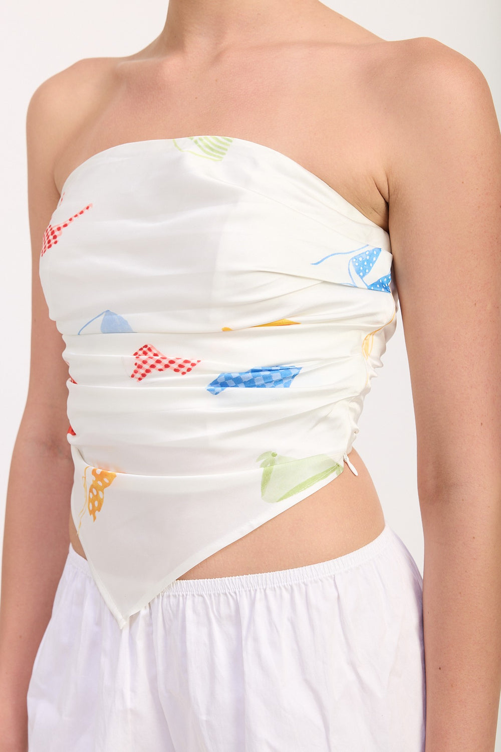 White Bikini Print Printed Tube Scarf Top