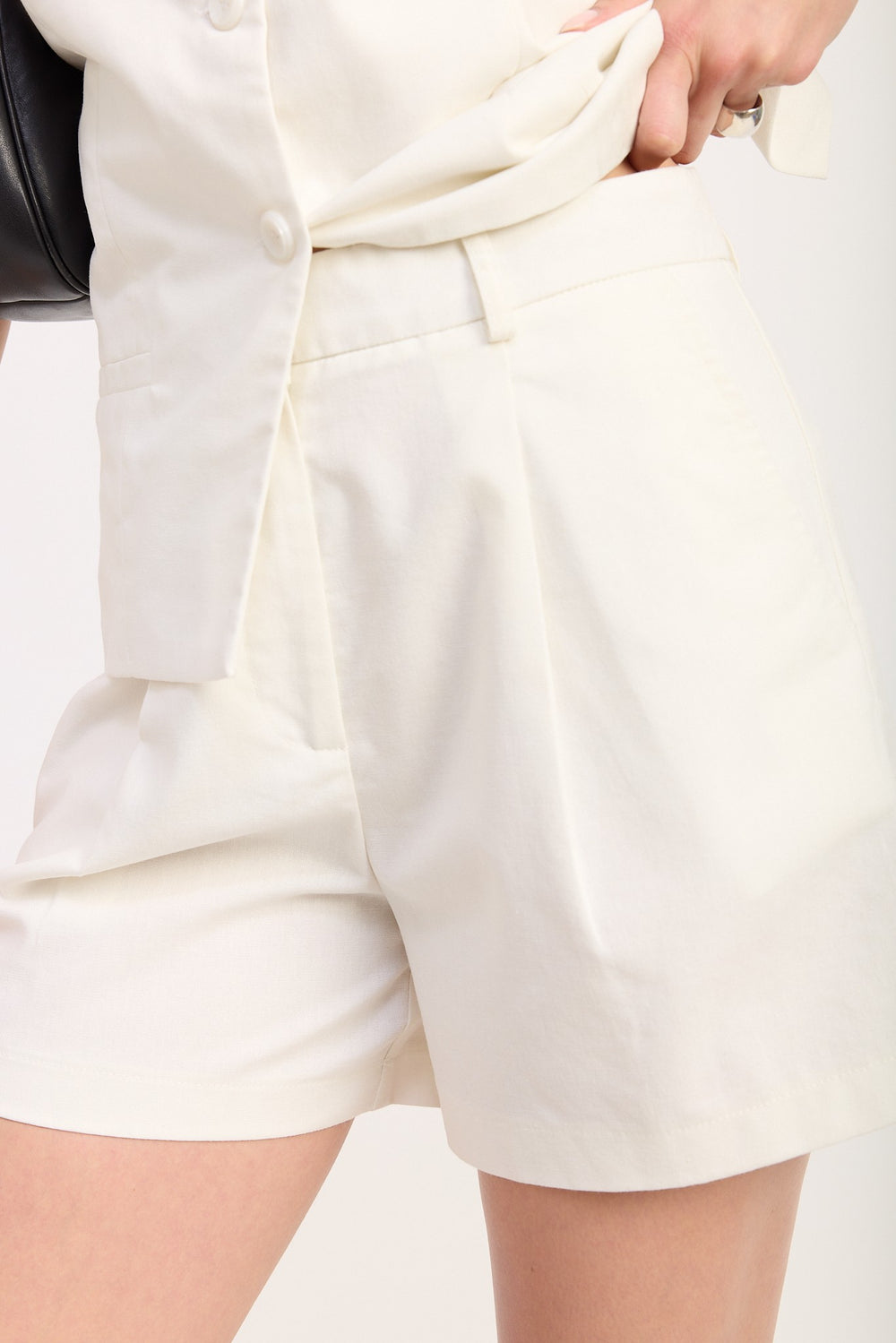 Oatmeal High Waisted Pleated Shorts