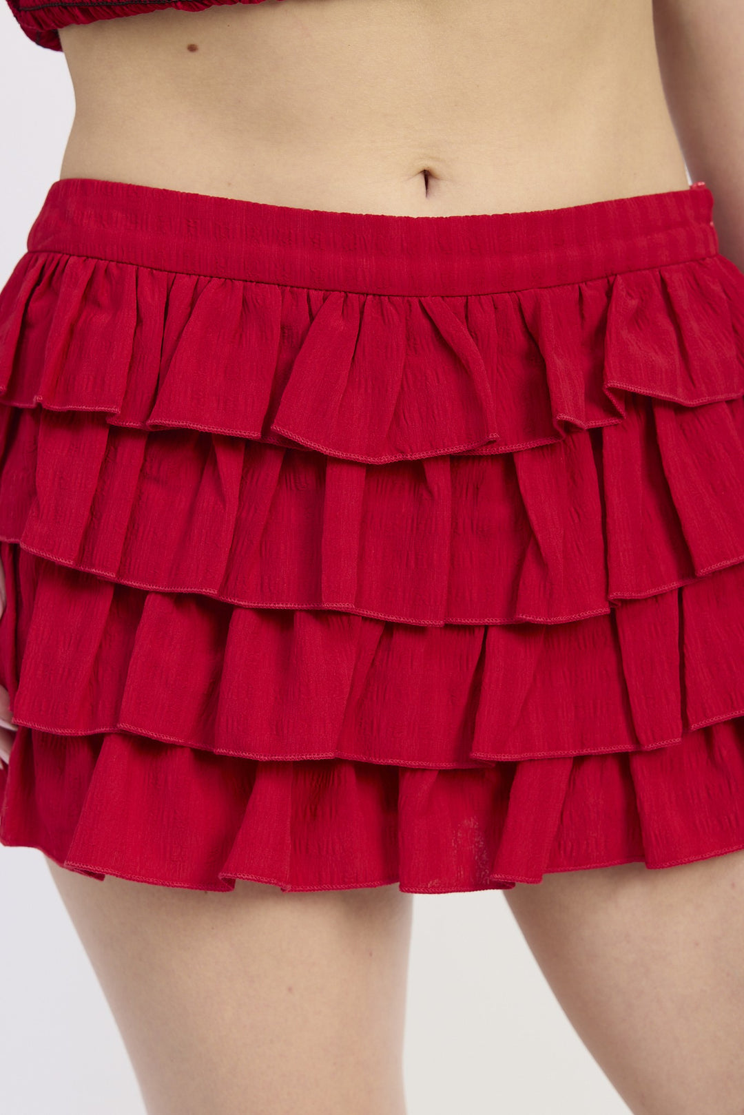 Ivory Tiered Ruffle Mini Skirt
