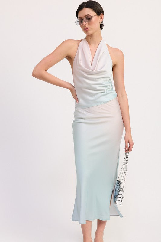 Blush Ombre Bias Maxi Skirt