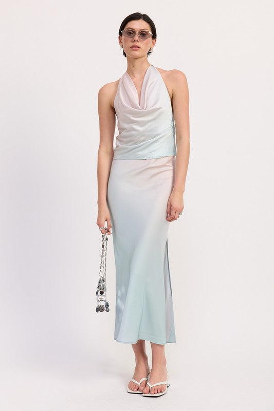 Blush Ombre Bias Maxi Skirt