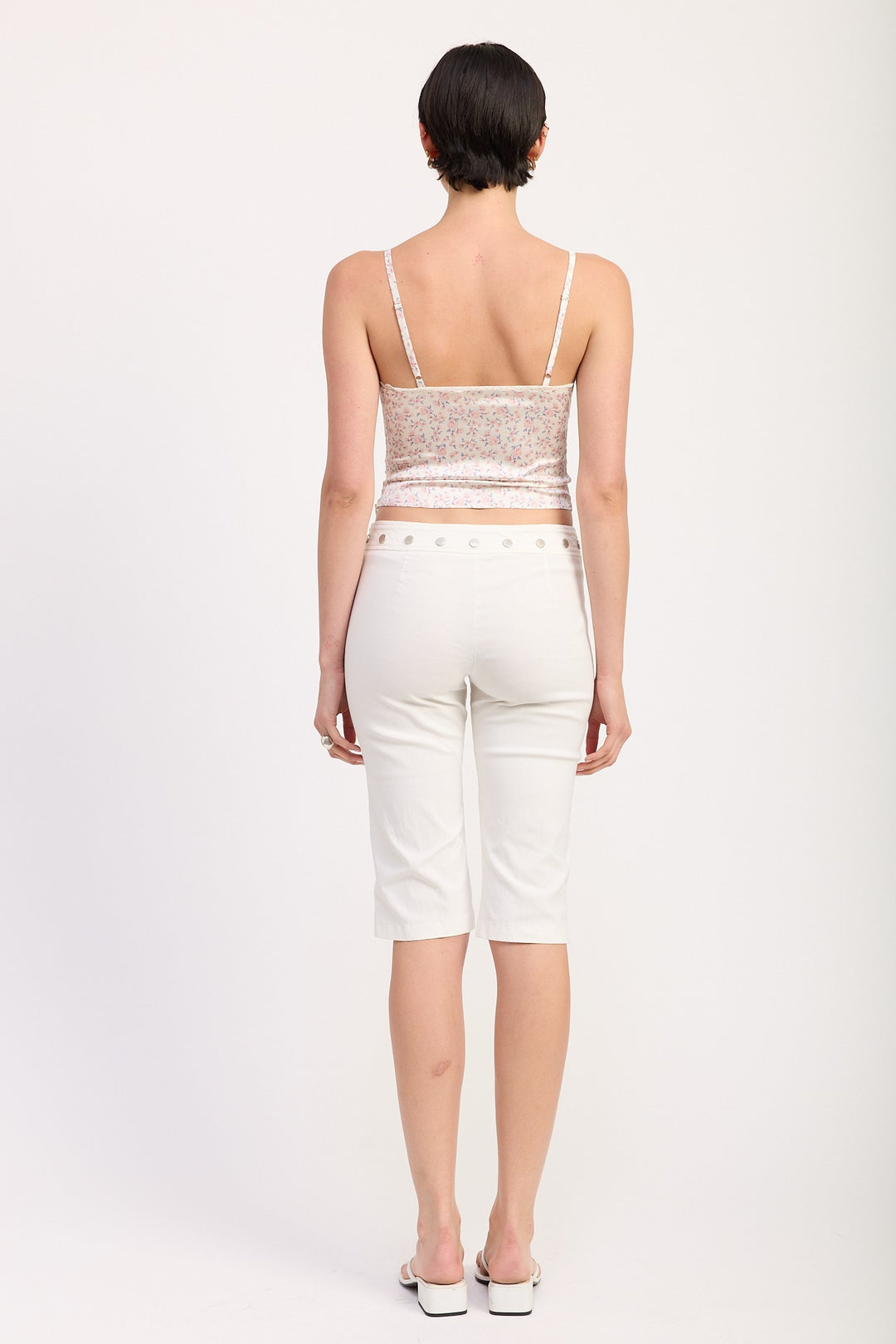 Floral Satin Cami Top With Lace Trim