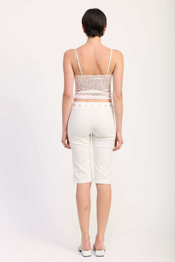 Floral Satin Cami Top With Lace Trim