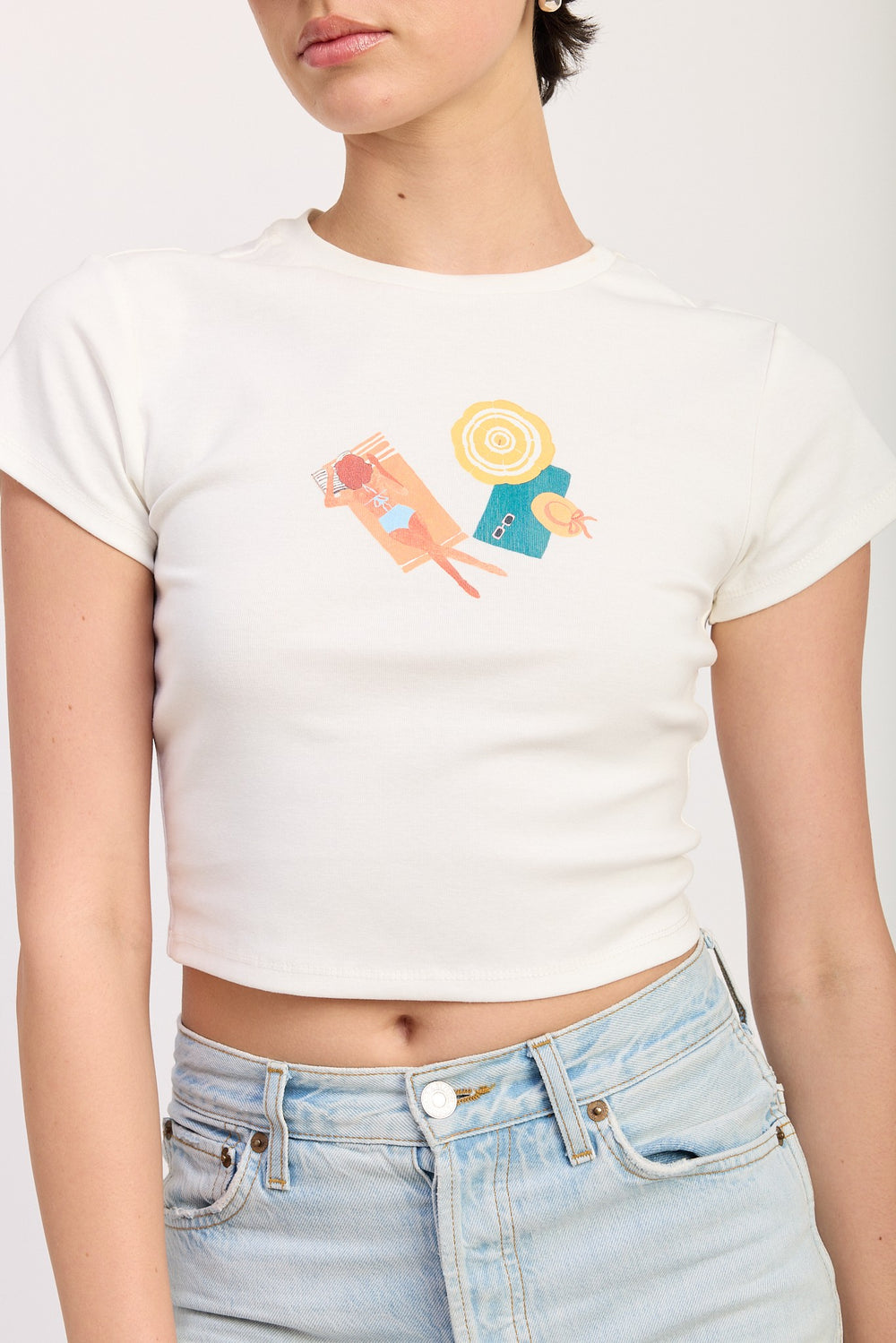 Blue Embroidered Graphic Baby Tee