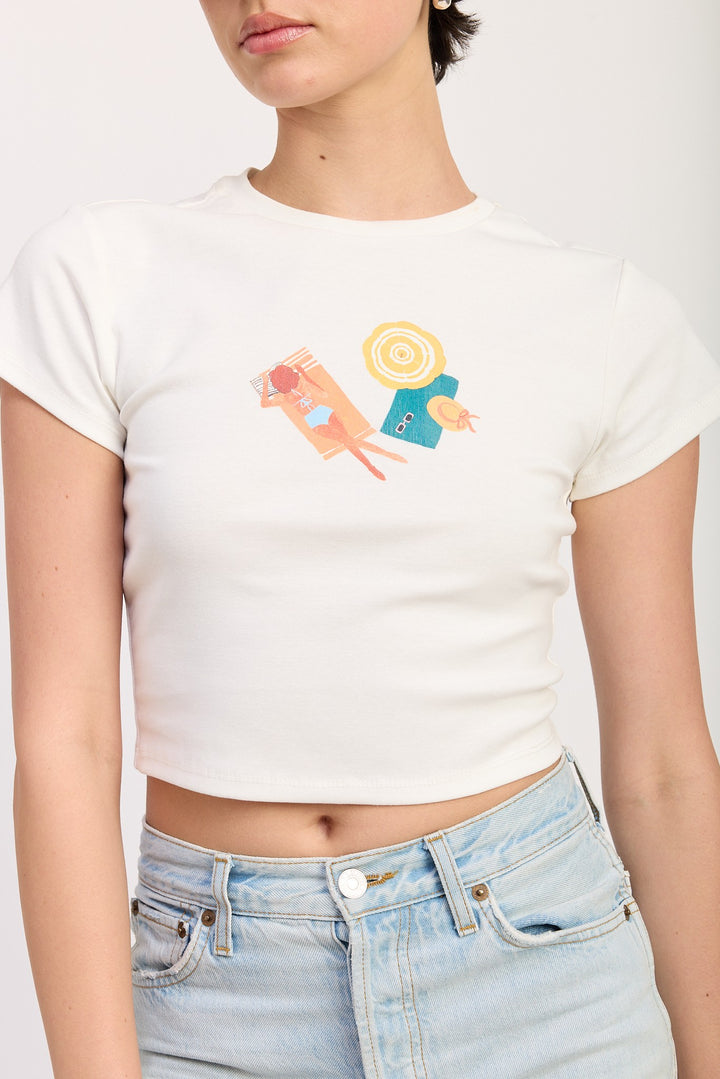 Blue Embroidered Graphic Baby Tee