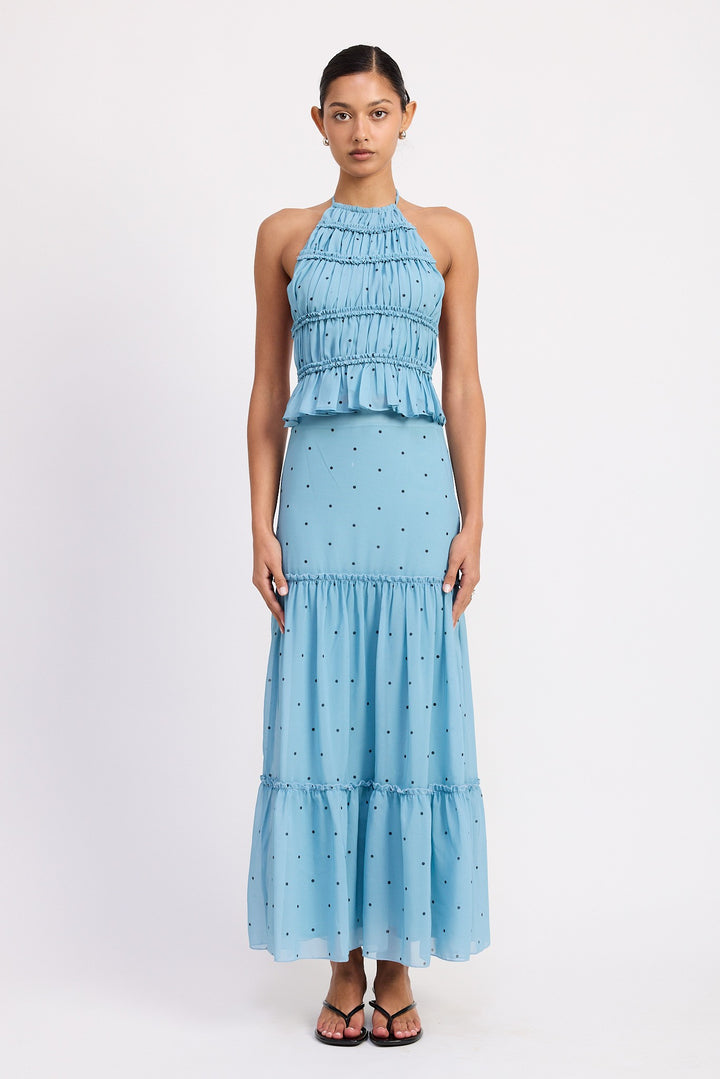 Tiered Ruffle Midi Skirt