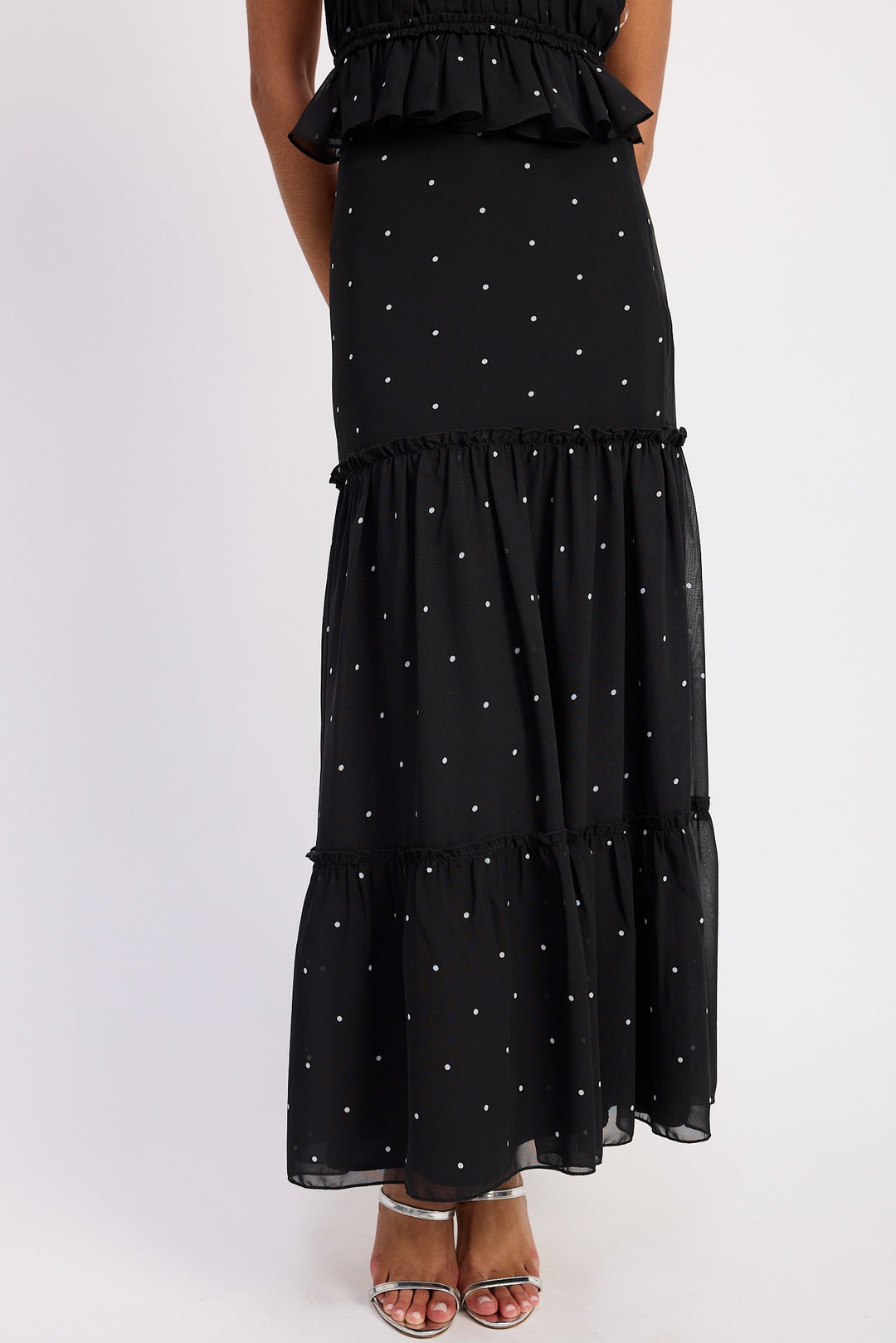 Tiered Ruffle Midi Skirt