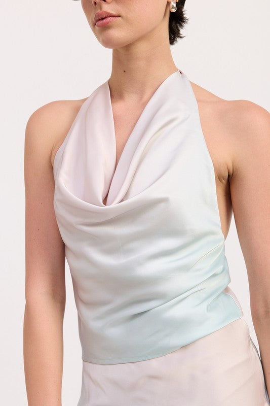 Blush Ombre Bias Halter Neck Top