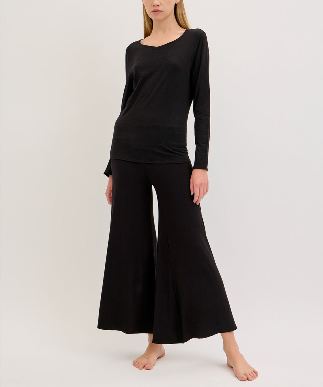 Black Bamboo Classic Palazzo Ankle Length