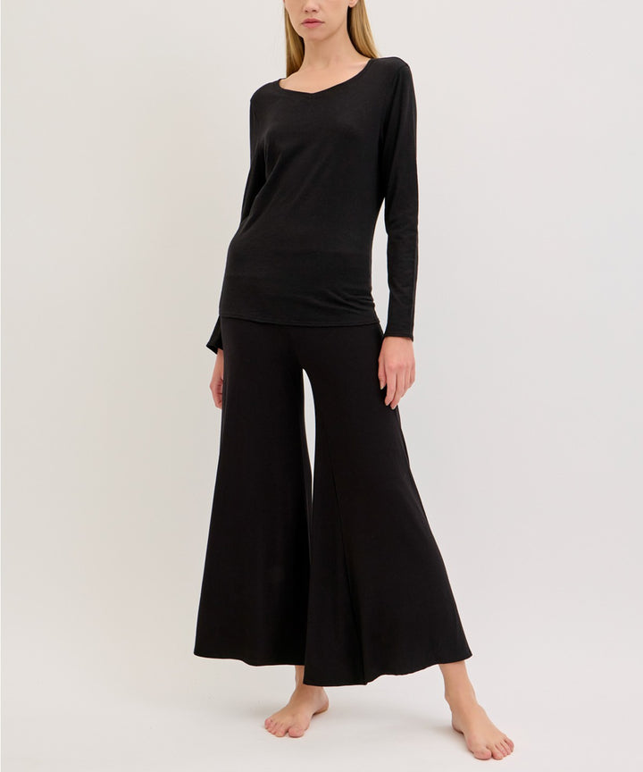 Black Bamboo Classic Palazzo Ankle Length