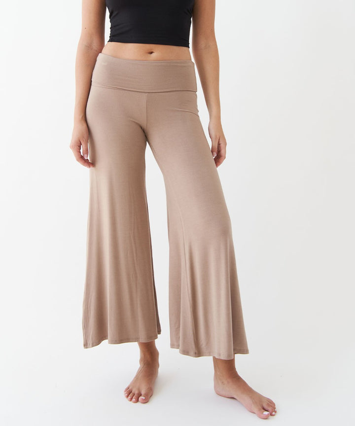 Taupe Bamboo Classic Palazzo Ankle Length