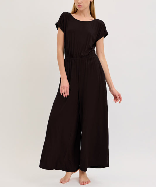 Black Bamboo Crazy Romper Ankle Length