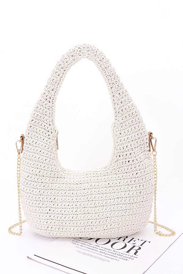 Ivory Cotton Woven Summer Hobo Bag