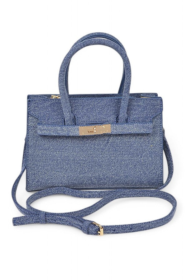 Black Denim Iconic Top Handle Swing Bag